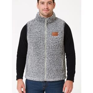 Jim Beam vest gray/black full zip teddy/fluffy vest with zip pockets SZ M